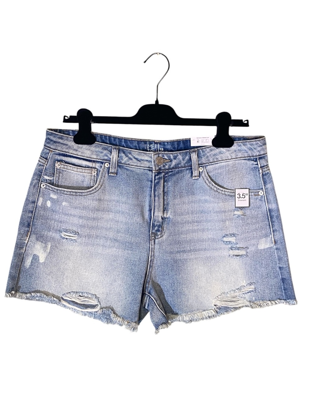 Time and Tru Light Blue Distressed Denim Shorts
